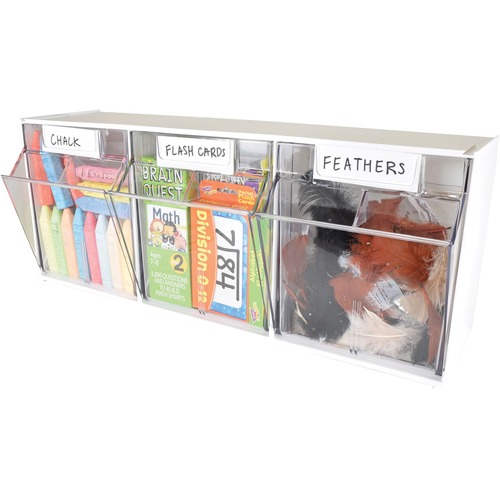 Tilt Bins,Interlocking,3-Bin,23-5/8"x7-3/4"x9-1/2",White/CL