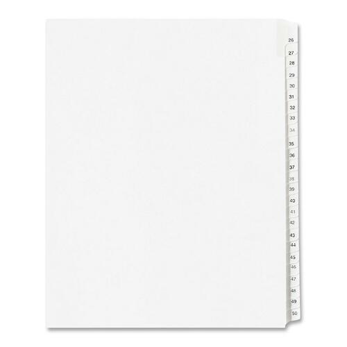 Collated Dividers, 26-50, Side Tab, 11"x8-1/2", White
