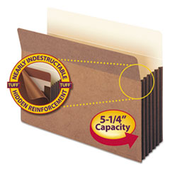 File Pockets, 5-1/4" Exp, Letter, 10/BX, Red Rope