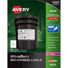 GHS Chemical Labels, 2"x4", 50SH/BX, White