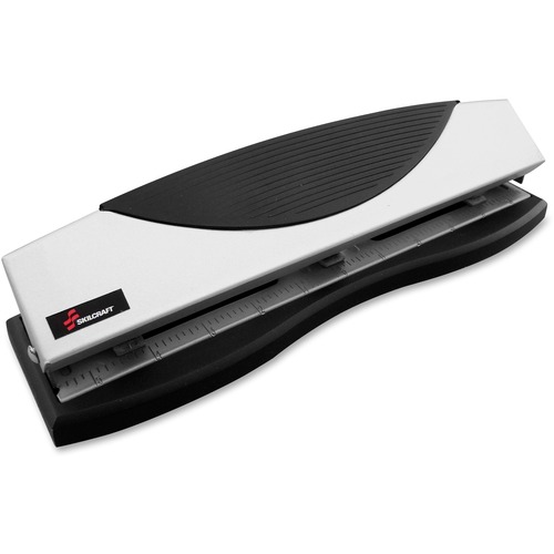 Desktop 3-Hole Punch, Adjust, 15 Sheet Cap, MET/BK