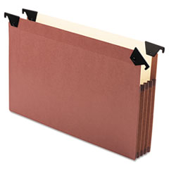 Expanding File, W/Hook, 3-1/2", Exp, Letter, 5/PK, Red Fiber
