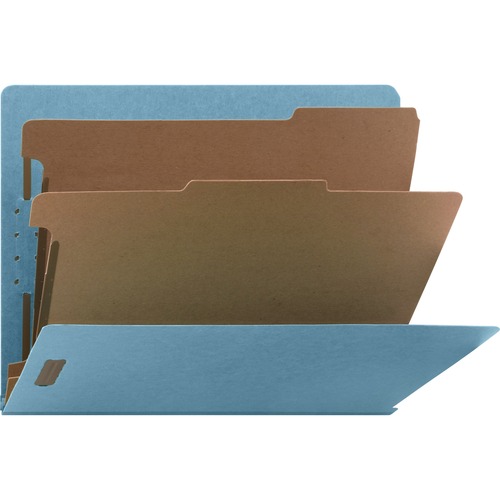 Classification Folders, End Tab, Ltr, 2-Div, 10/BX, Blue