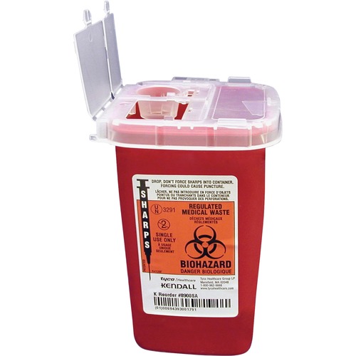 Phlebotomy Sharps Container W/Clear Lid, Flip Top,1 Qt.,RD