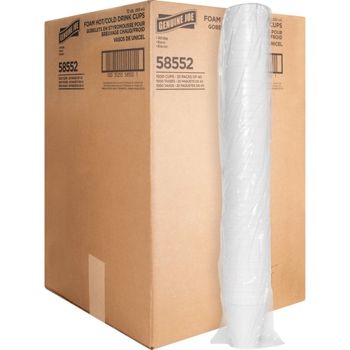 Foam Cups, 12 oz., 1000/CT, White