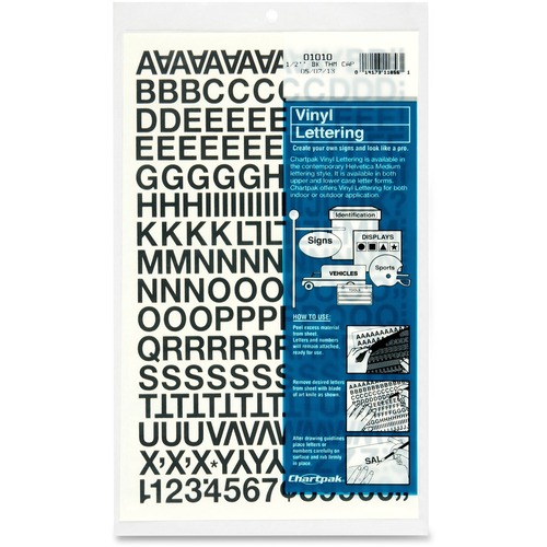 Vinyl Numbers/Letters, 12 Numbers, 189 Letters, 1/2", Black
