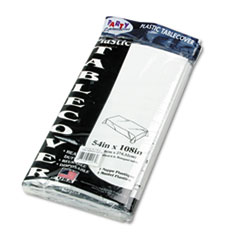 Plastic Table Cover, Rectangular, 54"x108", 6/PK, White