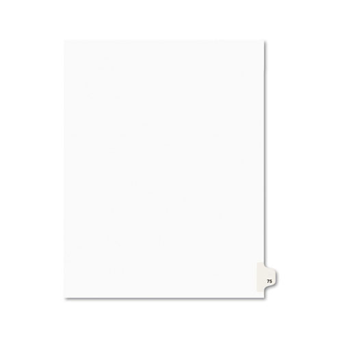 Numeric Divider, "75", Side Tab, 11"x8-1/2", 25/PK, White