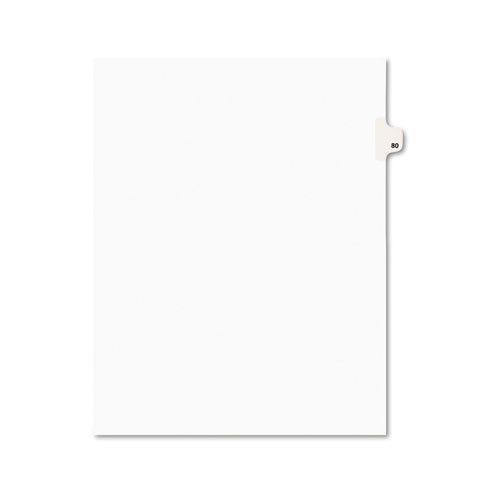 Numeric Divider, "80", Side Tab, 11"x8-1/2", 25/PK, White