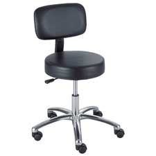 Lab Stool w/Back, Pneumatic Lift, 23"x23"x30-1/2-35-1/2", BK