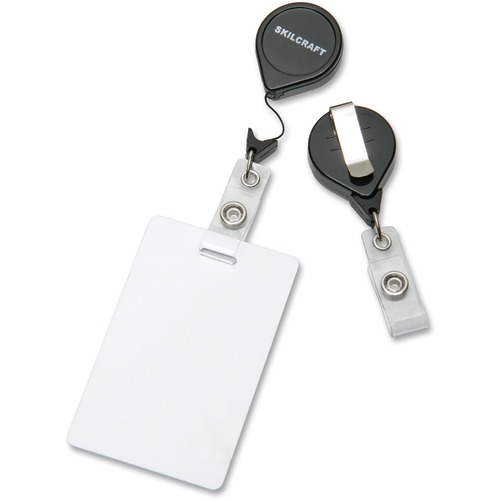 ID Card/Electronic Key Reel,Retractable,36"L Cord,12/BX,BK