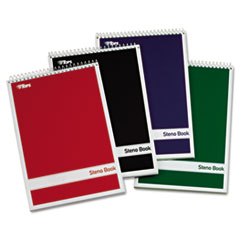 Steno Book, 6"x9", 80 Pgs, AST Covers, 4/PK, White