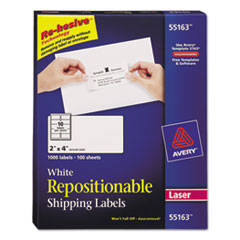 Laser Labels, Shipping, 2"x4", 1000/BX, White