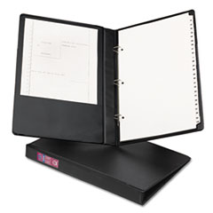 Round Ring Binder, 3 Ring, 1" Cap., 2 Pkt., 14"x8-1/2", BK