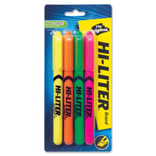Pen Style Highlighter, Chisel Point, Fluorescent Pink Ink