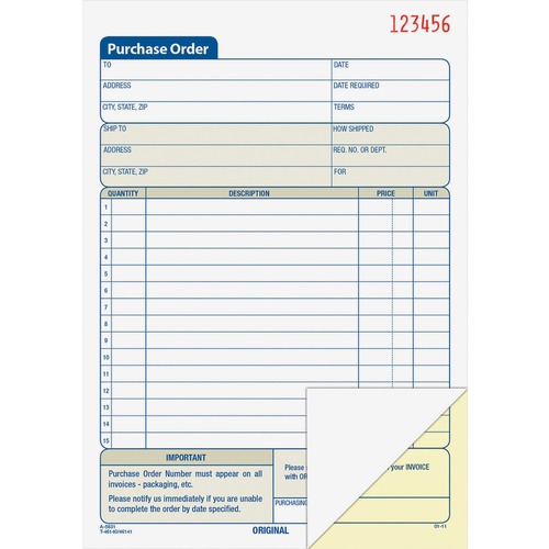 Purchasing Order Book, 2-Part, 5-9/16"x8-7/16", 50 Sets/BK