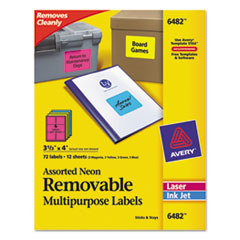 LABEL,NEON,REMVABLE,3X4,AST