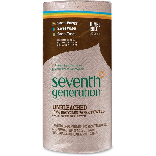 Jumbo Paper Towels,2-Ply, 11"x9", 120 Shts/RL, Brown
