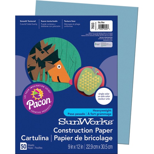 Construction Paper,Smooth Textured,9"x12",50/PK,Sky Blue