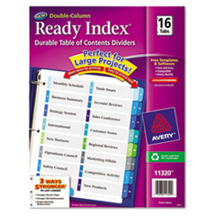 T/of Contents Dividers,Dble Column,1-16 Tab,11"x8-1/2",Multi