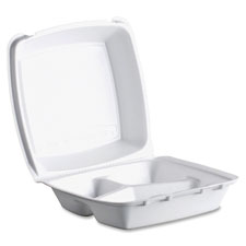 3-Comp Foam Container, Med, 9-1/2"x9-1/4"x3", 200/CT, WE
