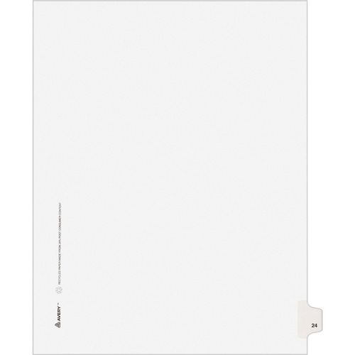 Numeric Divider, "24", Side Tab, 11"x8-1/2", 25/PK, White