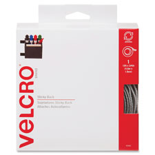 Hook And Loop Tape Roll, Sticky Back, 2/8" D, 15/PK, Black