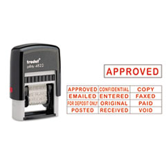 Message Stamp, 12 Phrases, 3/8"x1-1/4", Red Ink