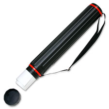 Telescoping Document Tube,w/Strap,Adjst. to 43"L,3-1/2"D,BK