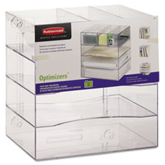 4-Way Organizer, w/2-Drawers, 13-1/4"x13-1/4"x10", Clear