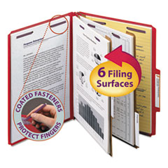 Classification Folders, 2 Dividers, Letter, 10/BX, Bright RD