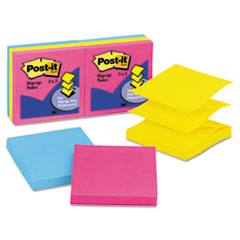 PopUp Note Refills, 3"x3", 100Sht/PD, 6/PK, AST Neon