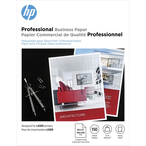Hewlett-Packard  Paper, 97 Brightness, 52 lb, 8-1/2"Wx11"H, 150/PK, White