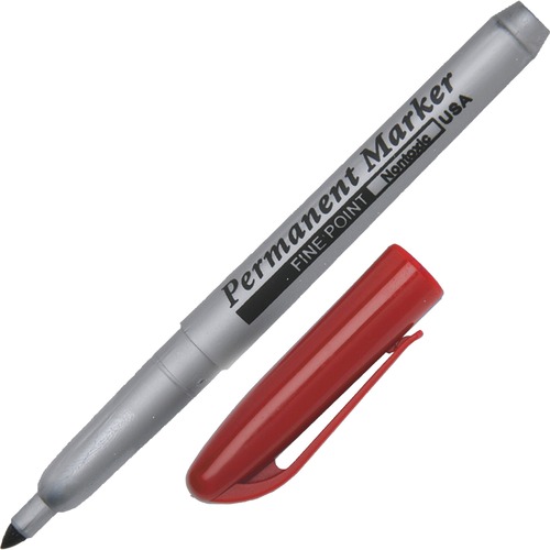 Permanent Marker, Fine Point, Water/Smear Proof, 12/PK,Red