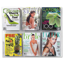 Magazine Display,6 Pockets,28-3/4"x3"x23-1/2",Clear
