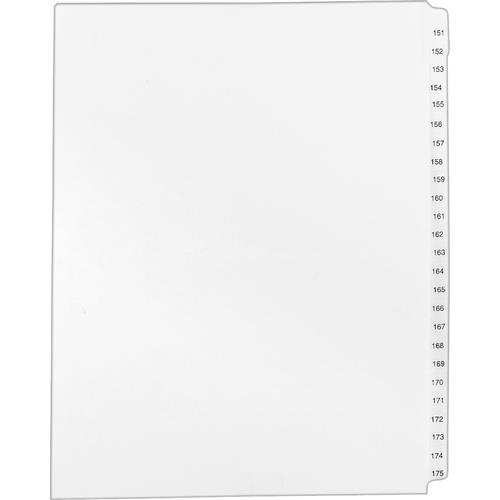 Index Dividers, Side Tab, 151-175, 8-1/2"x11", White
