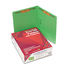 Color Fastener Folder, 3/4" Exp, Letter, 50/BX, Green