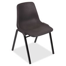 Lorell Plastic Stacking Chairs - Black - 4/Pack