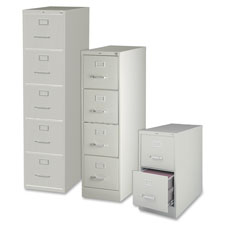 Vertical File, 5-Drawer, Ltr, 15"x26-1/2"x61-3/8", Lt Gray